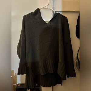 Green Oversized Knit Sweater with Hood